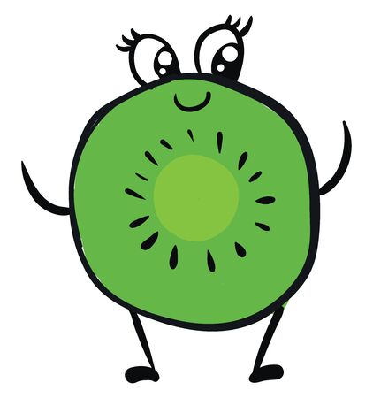 Cute kiwi half, illustration, vector on white background.のイラスト素材