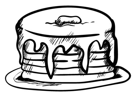Pancake drawing, illustration, vector on white background.のイラスト素材