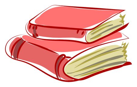 Two pink books, illustration, vector on white background.のイラスト素材