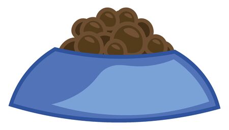 A dog food in a blue dog food bowl, vector, color drawing or illustration.のイラスト素材