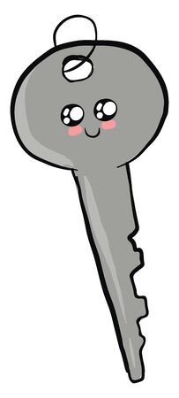 Cute key with eyes, illustration, vector on white background.のイラスト素材