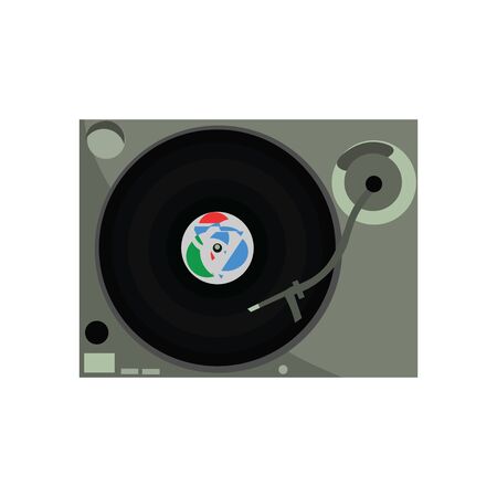 Vinyl machine, illustration, vector on white background.のイラスト素材