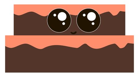 Cute chocolate cake, illustration, vector on white background.のイラスト素材