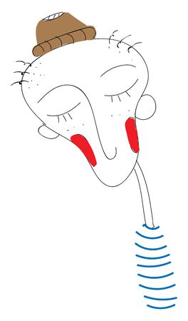 A sailor in blue dress sleeping, vector, color drawing or illustration.のイラスト素材