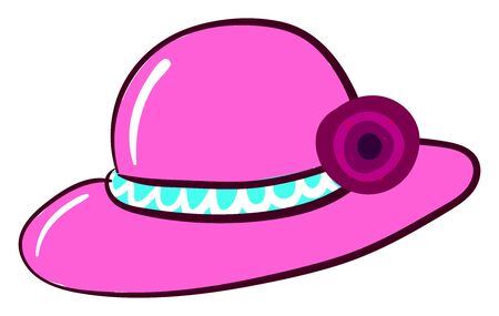 Pink woman hat, illustration, vector on white background.のイラスト素材