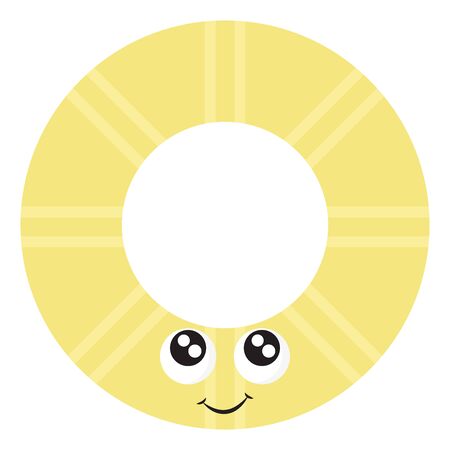 Pineapple slice with eyes, illustration, vector on white background.のイラスト素材