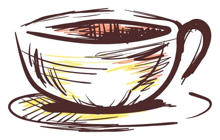 Sketch of a empty coffee cup in a paper, vector, color drawing or illustration.のイラスト素材