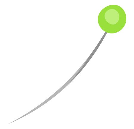 A long sharp pin with a small green ball on its top, vector, color drawing or illustration.のイラスト素材