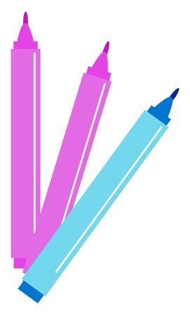 Multicolor markers, illustration, vector on white background.のイラスト素材