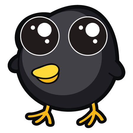Cute black chicken, illustration, vector on white background.のイラスト素材