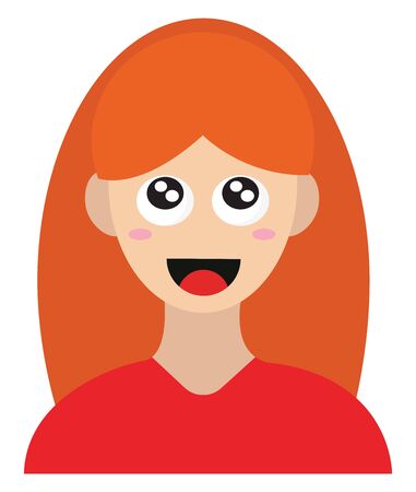 Smiling girl with red shirt, illustration, vector on white background.のイラスト素材