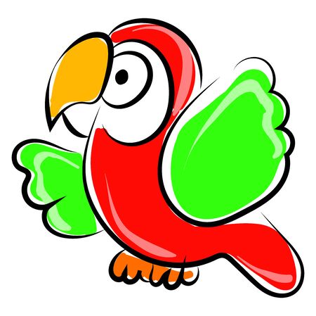 Parrot drawing, illustration, vector on white background.のイラスト素材