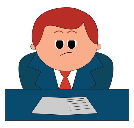 Bored office worker, illustration, vector on white background.のイラスト素材