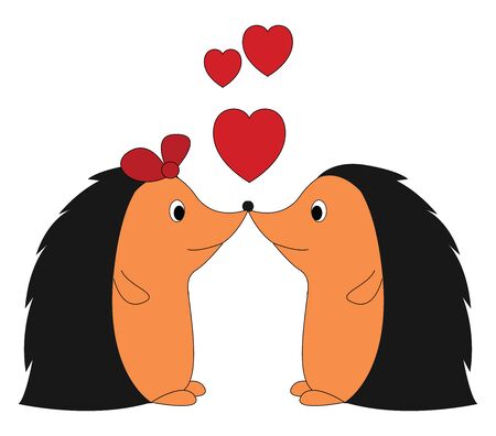 Hedgehogs in love, illustration, vector on white background.のイラスト素材