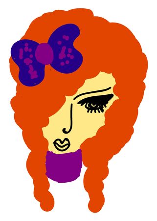 Girl with red hair, illustration, vector on white background.のイラスト素材