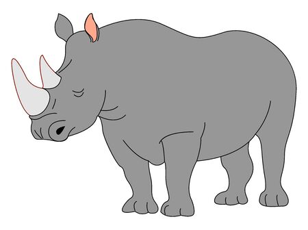 Adult rhinoceros, illustration, vector on white background.のイラスト素材