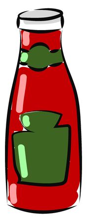 Bottle of ketchup, illustration, vector on white backgroundのイラスト素材