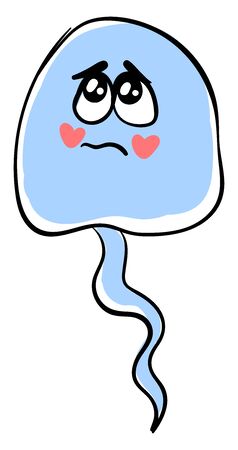 Sad little sperm, illustration, vector on white background.のイラスト素材
