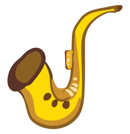 A beautiful saxophone in yellow color, vector, color drawing or illustration.のイラスト素材