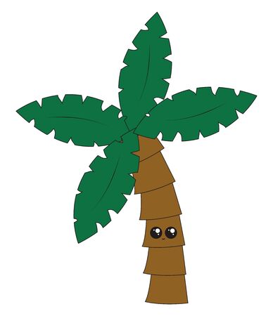 Cute coconut tree, illustration, vector on white background.のイラスト素材