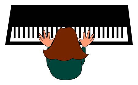 Woman playing piano, illustration, vector on white background.のイラスト素材
