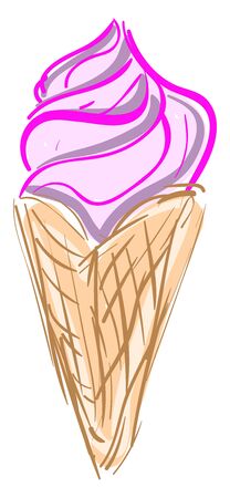 Pink ice cream, illustration, vector on white background.のイラスト素材