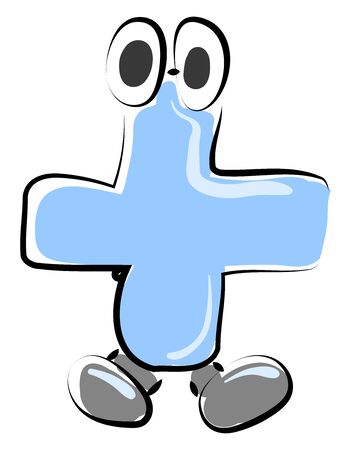 Blue plus with eyes, illustration, vector on white background.のイラスト素材