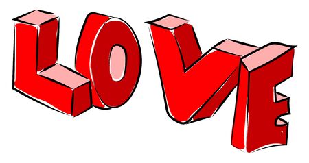 Love in 3d, illustration, vector on white backgroundのイラスト素材