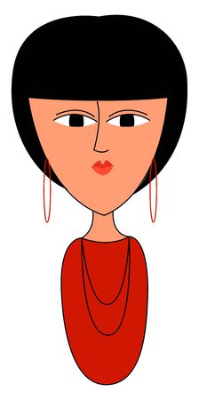 Girl in red shirt, illustration, vector on white background.のイラスト素材