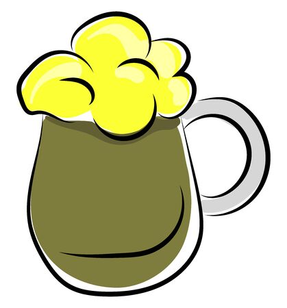 Green beer in big glass, illustration, vector on white background.のイラスト素材