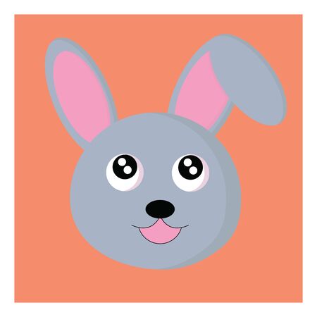 Face of a small rabbit with a orange background, vector, color drawing or illustration.のイラスト素材
