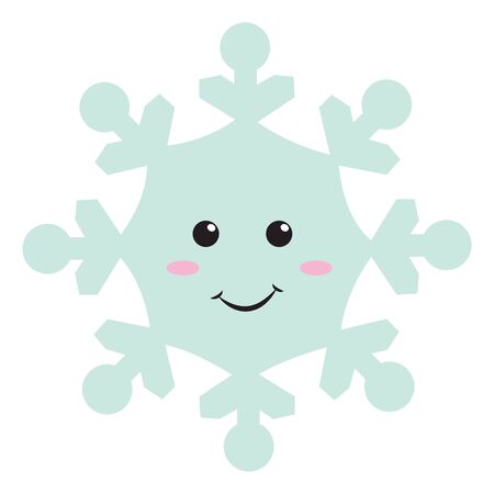Smiling snowflake, illustration, vector on white background.のイラスト素材