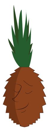 A happy pineapple with a loud smile showing its two teeth, vector, color drawing or illustration.のイラスト素材