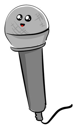 Microphone with eyes, illustration, vector on white background.のイラスト素材