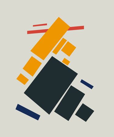 Suprematist composition airplane flying, illustration, vector on white background.のイラスト素材