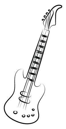 Guitar with strings, illustration, vector on white background.のイラスト素材