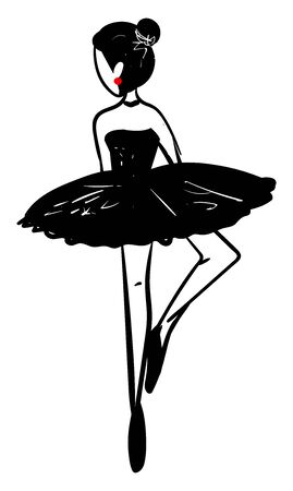Ballerina black and white sketch, illustration, vector on white background.のイラスト素材