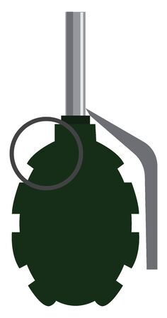 A green colored dangerous grenade, vector, color drawing or illustration.のイラスト素材