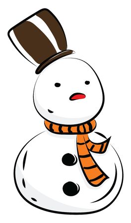 Snowman with big hat, illustration, vector on white background.のイラスト素材
