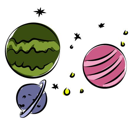 Planets in space, illustration, vector on white backgroundのイラスト素材