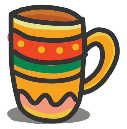 A colorful cup with an orange handle, vector, color drawing or illustration.のイラスト素材