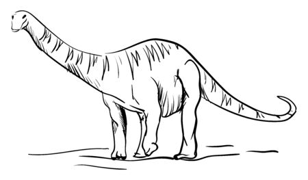 Dinosaur drawing, illustration, vector on white background.のイラスト素材