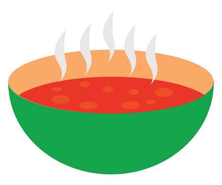 Red soup in bowl, illustration, vector on white background.のイラスト素材