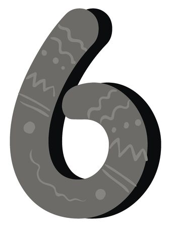 Gray number six, illustration, vector on white background.のイラスト素材