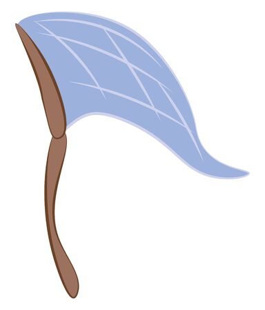 A blue net catcher with a brown handle, vector, color drawing or illustration.のイラスト素材