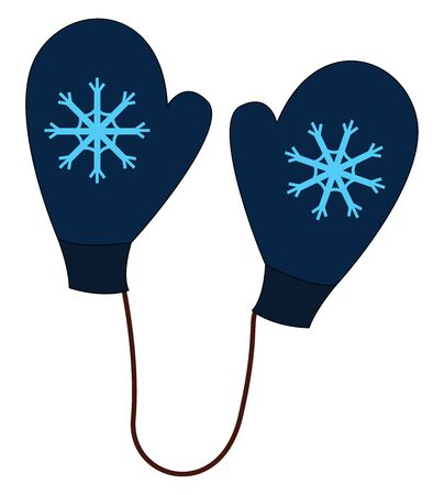 A pair of knitted mittens, illustration, vector on white background.のイラスト素材
