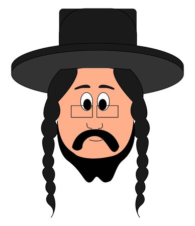 Jew with glasses, illustration, vector on white background.のイラスト素材