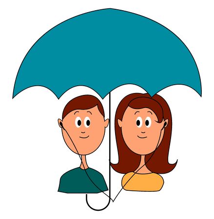 Love under umbrella, illustration, vector on white background.のイラスト素材