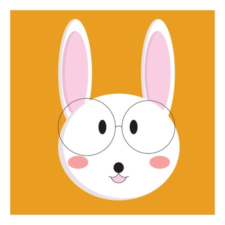 Face of a small rabbit wearing glasses, vector, color drawing or illustration.のイラスト素材