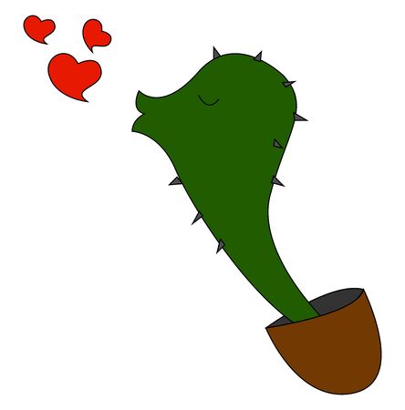 Cactus in love, illustration, vector on white background.のイラスト素材
